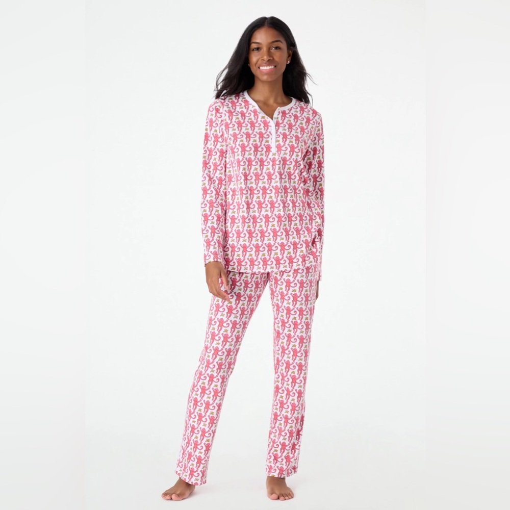 Roller Rabbit Pink Monkey Pajamas Medium